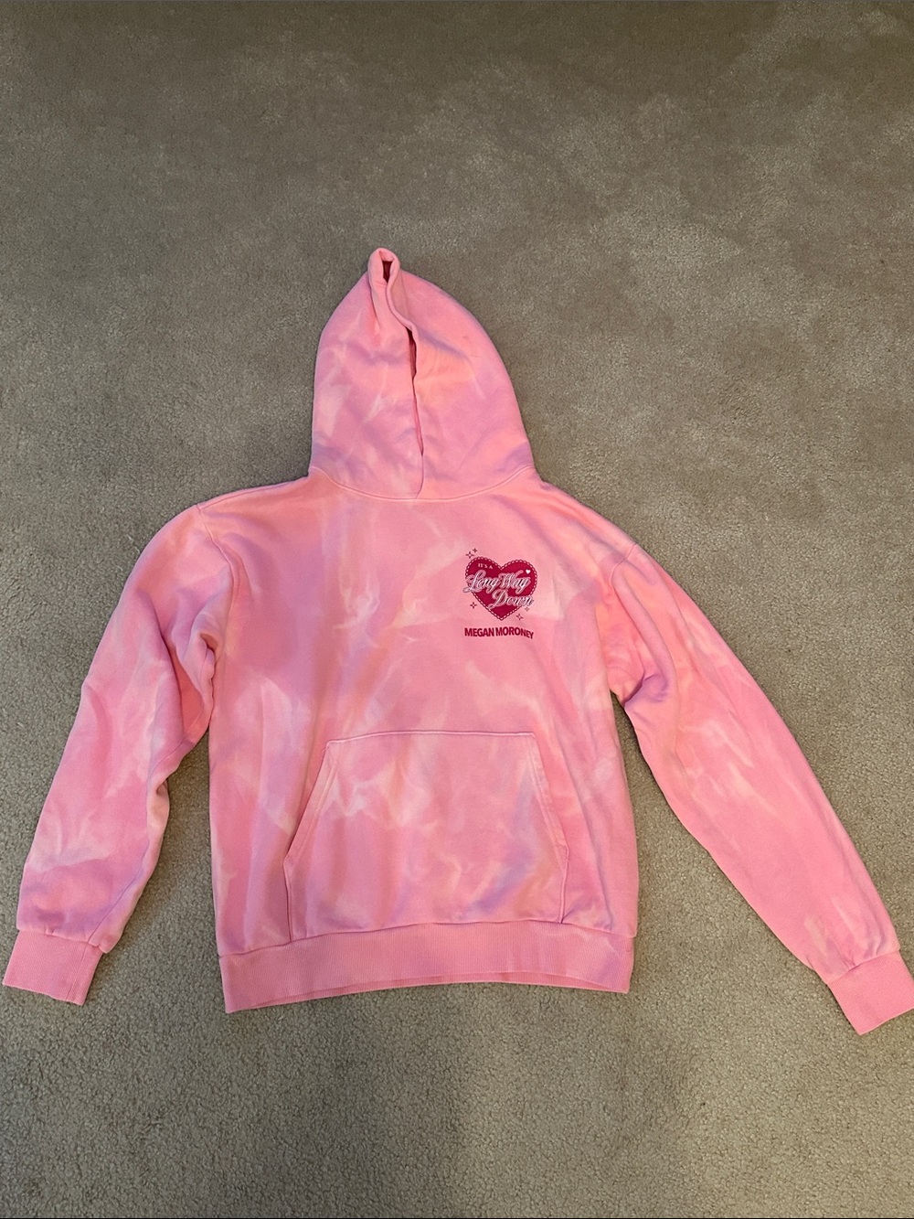 Megan Moroney “Cloud 9” Pink Tie-Dye Hoodie Size Medium with Front Pockets